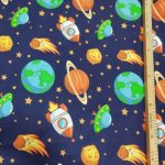 Pamuk 160cm širina svemir na tamnoj osnovi