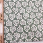 Dekor platno tamno ZELENA osnova beli listovi