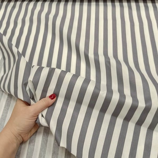 PAmučno platno tamno sive pruge 1,50cm - Slika 1