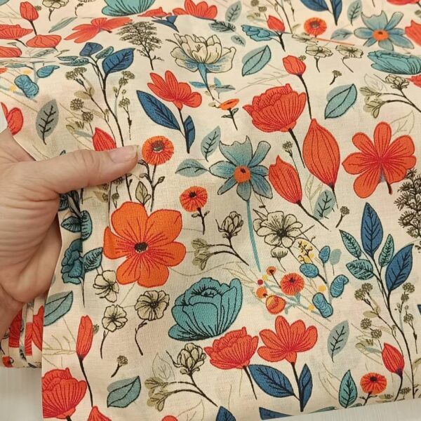 Koral i plavi cvetovi na vanila osnovi - Slika 2