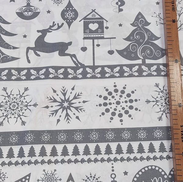 Novogodišnji sivo beli pamuk - Slika 1