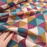 Cotton dekor trouglovi oker bordo petrol - Slika 2