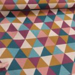 Cotton dekor trouglovi oker bordo petrol