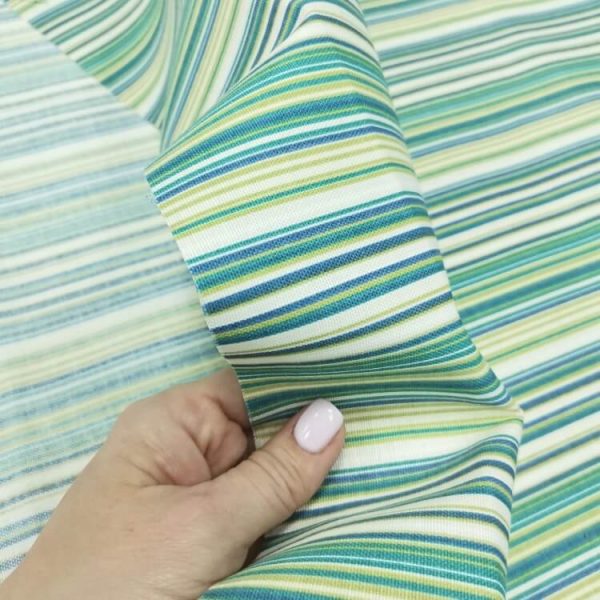 Dekor platno tirkiz zelene pruge sitne - Slika 2