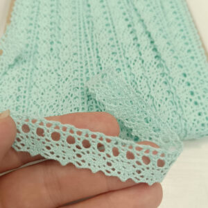 Pamučna čipka bledo mint 15mm