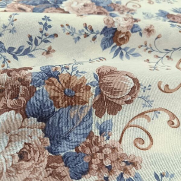 Dekor platno ruže na plave i braon  tonove 2,80m širina - Slika 2