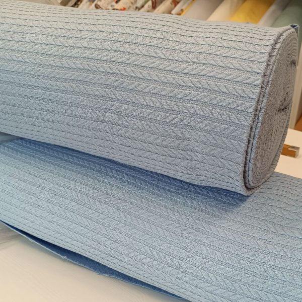 Pamučni prekrivač pletenina svetlo denim plava - Slika 2