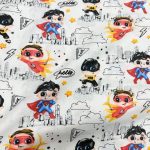 Parče pamuk super heroji na bledo plavoj osnovi 15x160