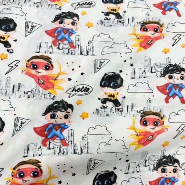 Parče pamuk super heroji na bledo plavoj osnovi 15x160 - Slika 1