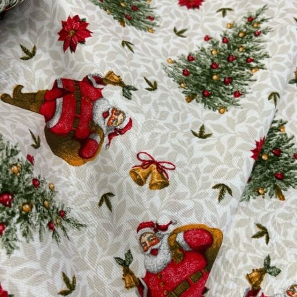 Novogodišnji dekor deda mraz na svetloj osnovi list 140cm - Slika 1