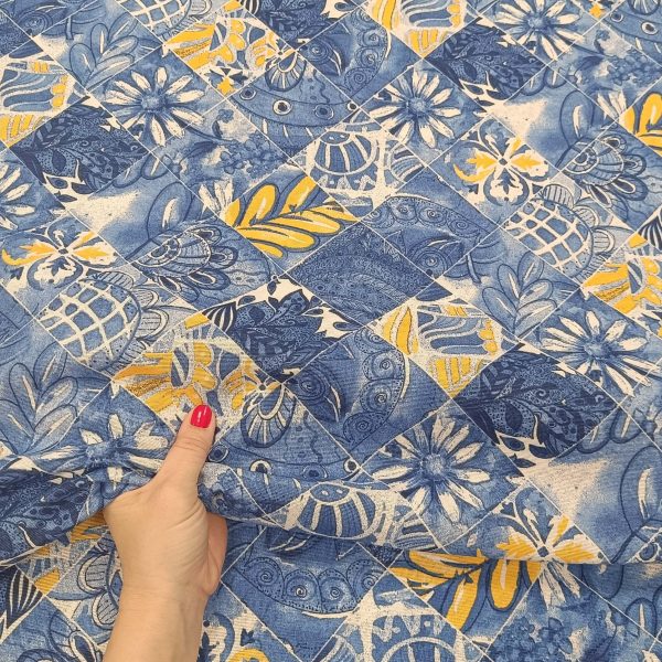 Dekor platno plavo žuti motivi - Slika 1