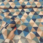 Plavo krem trouglovi cotton deco