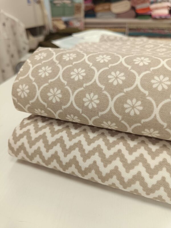 Pamučno dekor platno krem mini cik cak NOVO - Slika 2