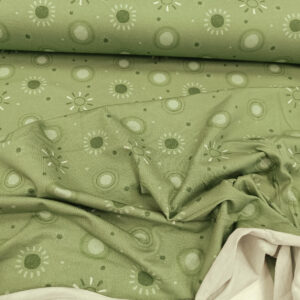 Pamuk žersej štampani sunce na zelenoj osnovi