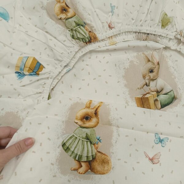 Baby čaršav na gumu platno zeke - Slika 1