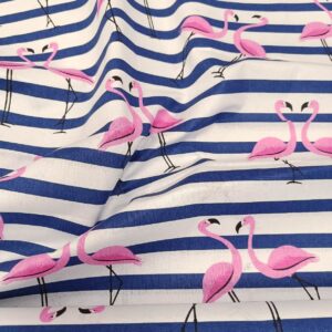 Pamuk flamingo sa tamno plavim prugama