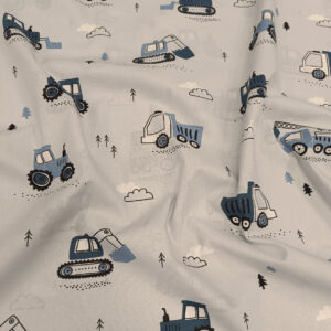 Pamuk bageri i traktori na sivoj osnovi