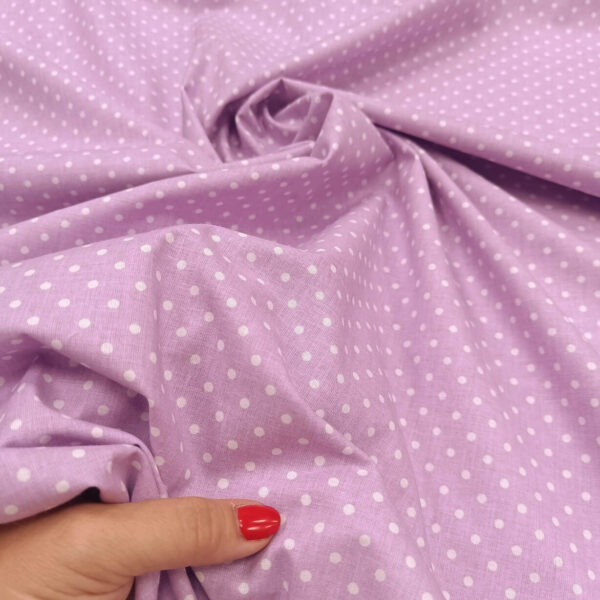 Pamuk svetlo lila osnova bele tufne 4mm - Slika 1