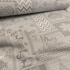 Dekor žakard lux sivi sa irvasima patchwork šara