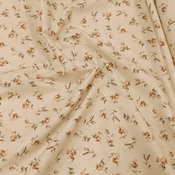 🟒PREMIJUM pamučno platno 240cm braon ruže na krem osnovi - Slika 2