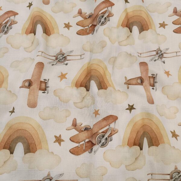 Tetra pelena na metar avioni na krem braon digitalna štampa NOVO 160cm širina - Slika 1