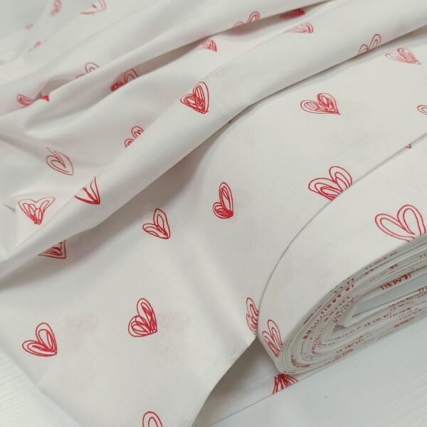 Pamuk bela osnova crvena crtana srca - Slika 2