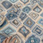 Dekor platno romboidna šara plava