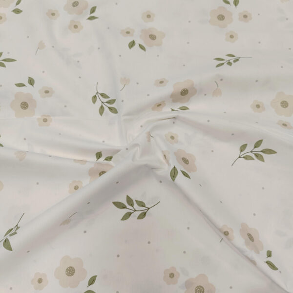 Posteljni pamuk premijum vanila cvet zeleni list - Slika 1