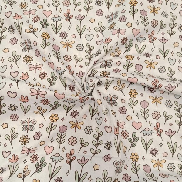 Posteljni pamuk premijum crtani cvetići - Slika 1