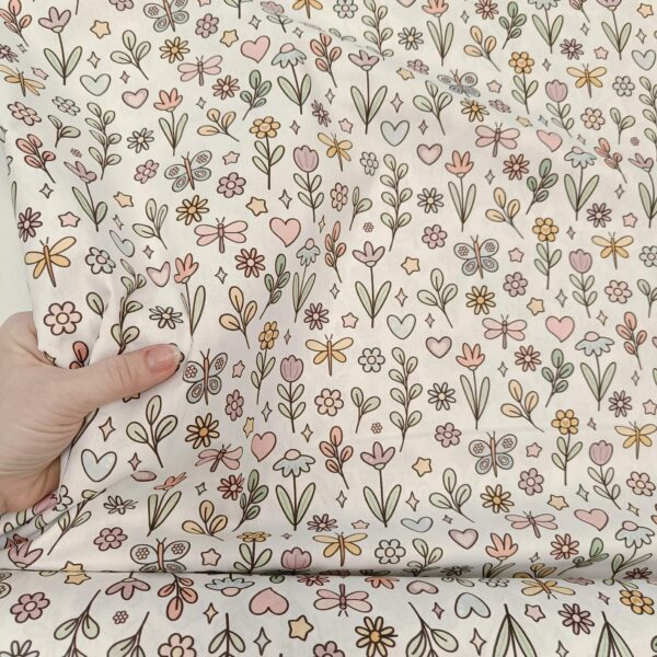 Posteljni pamuk premijum crtani cvetići - Slika 2