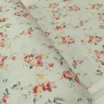 Pamuk saten svetlo mint sa ružama 240cm