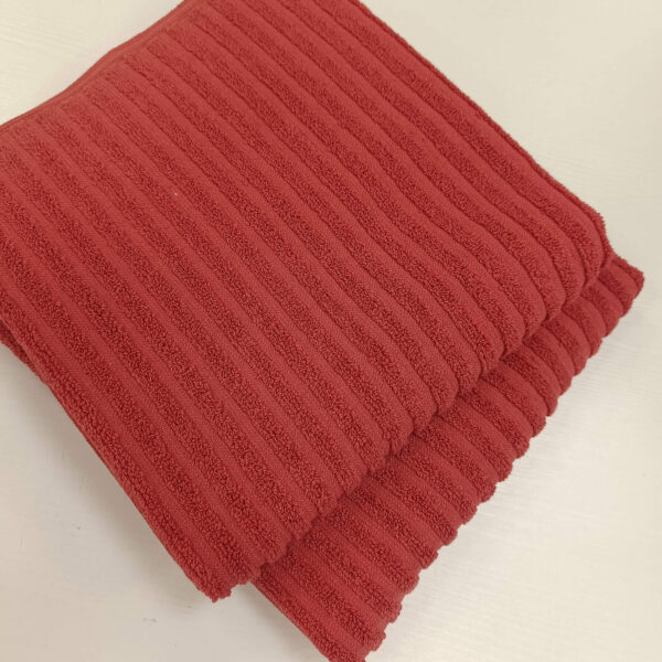 Peškir pamučni zeleni prugasta tekstura tamno teracotta 50x90 - Slika 3