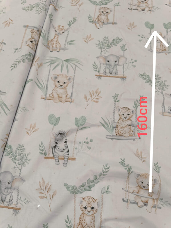 Pamuk 160cm širina baby životinje ljuljaške uspravan dezen - Slika 1