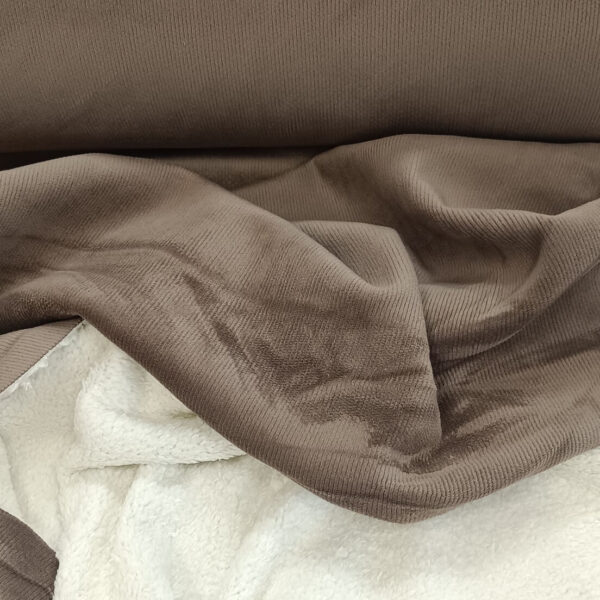 Dvostrani materijal  baby pliš+krzno tamno krem - Slika 3