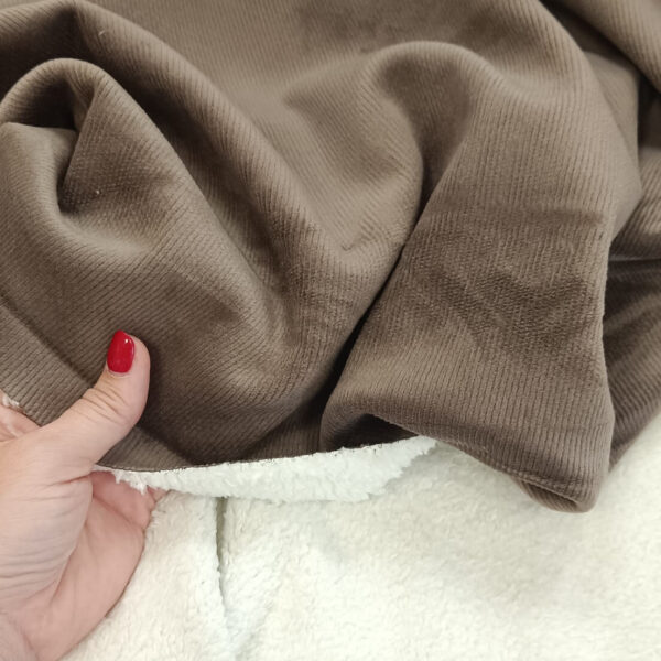 Dvostrani materijal  baby pliš+krzno tamno krem - Slika 2