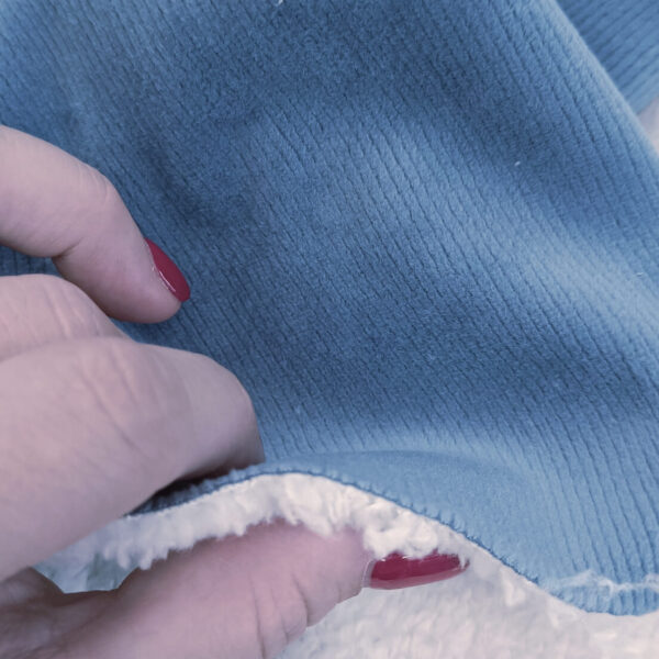 Dvostrani materijal  baby pliš+krzno denim plavi - Slika 4