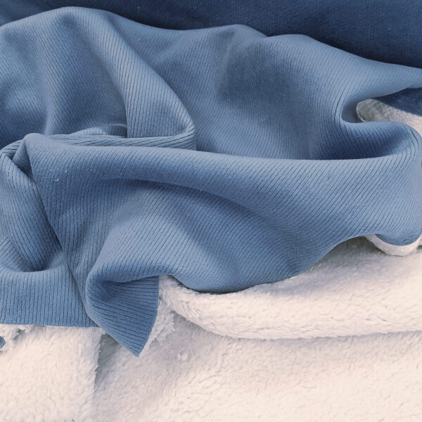Dvostrani materijal  baby pliš+krzno denim plavi - Slika 3
