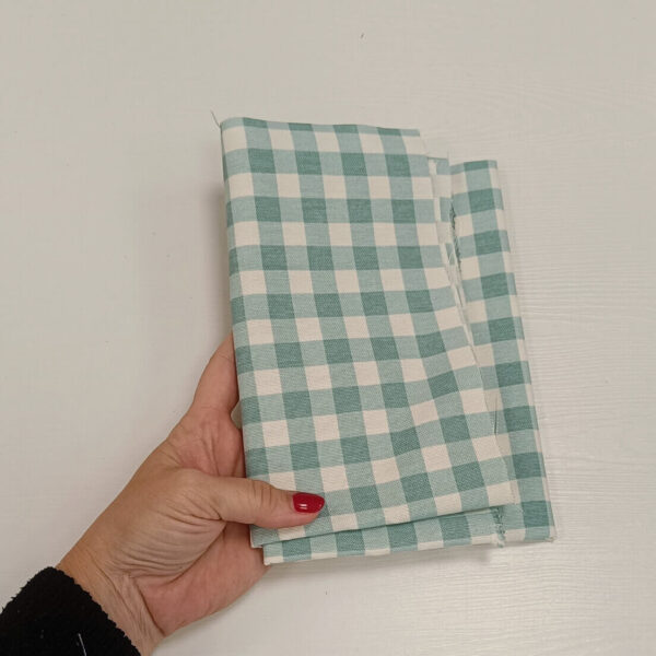 Parče dekor platno svetlo mint kockice 25x115 - Slika 1