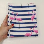 Parče pamuk platno flamingos sa teget prugama 70x160