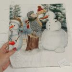 Parče dekor novogodišnji jež i sneško 30x140